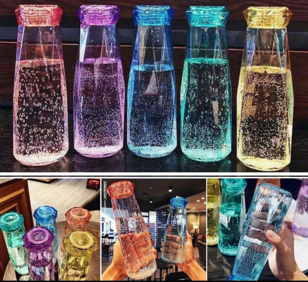 Crystal Glass Water Bottle and Plastic LID