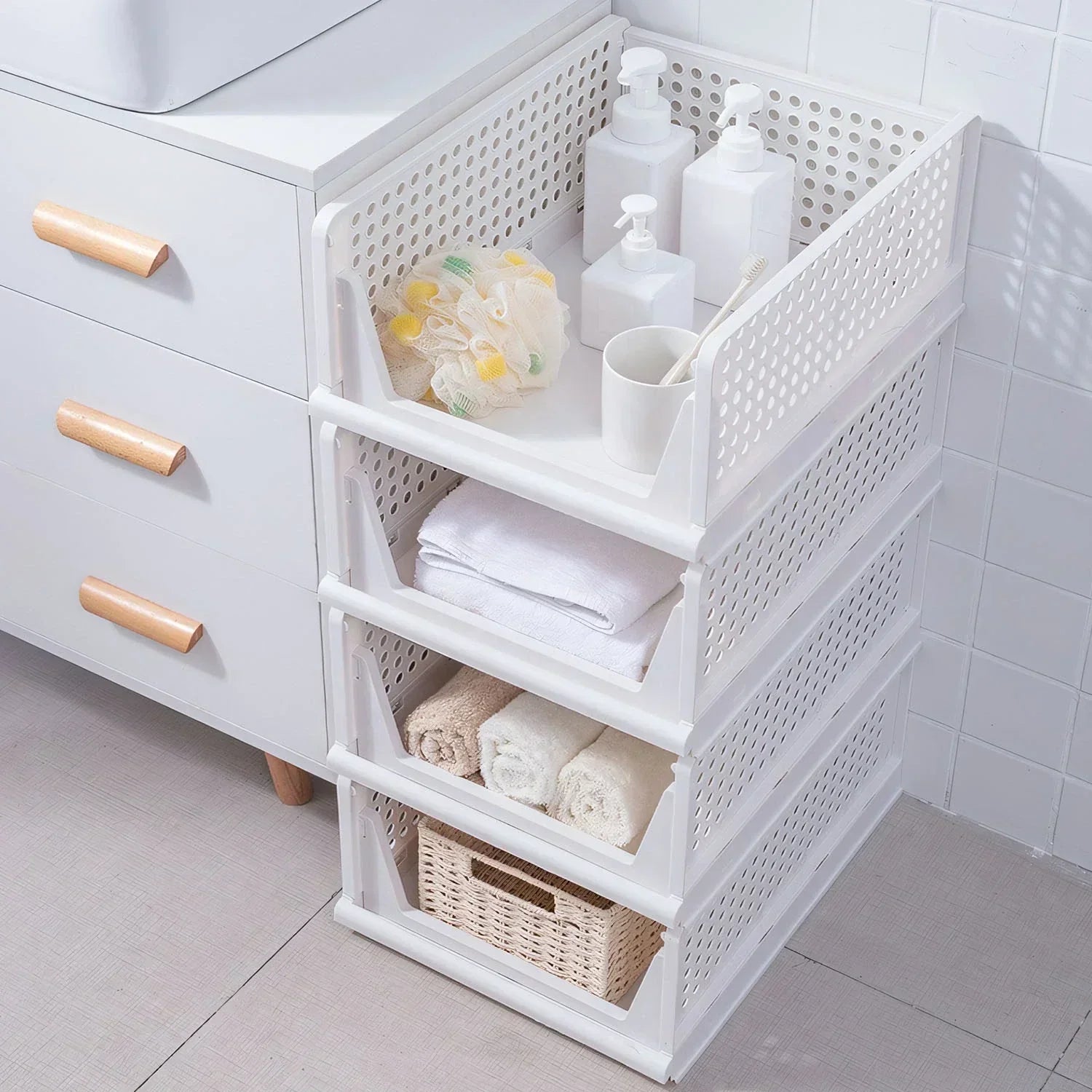 Foldable Storage Bin Stackable Drawer