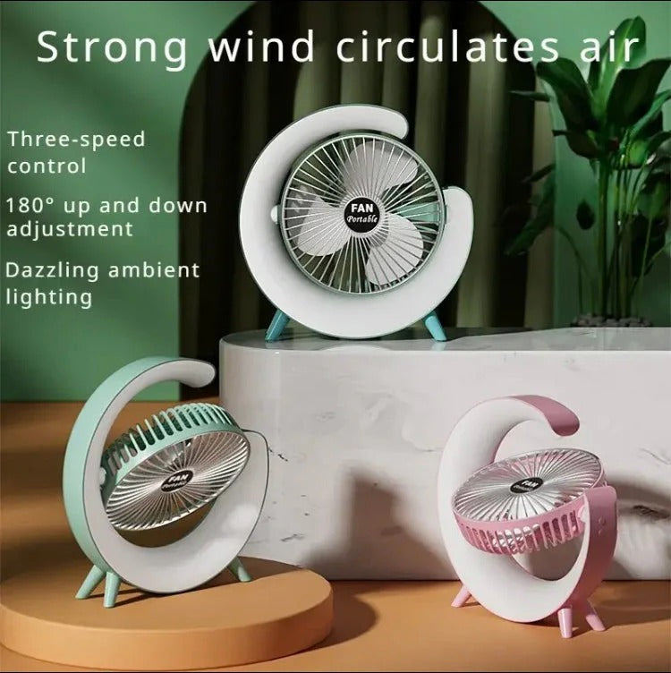 USB Desk Fan With LED Light