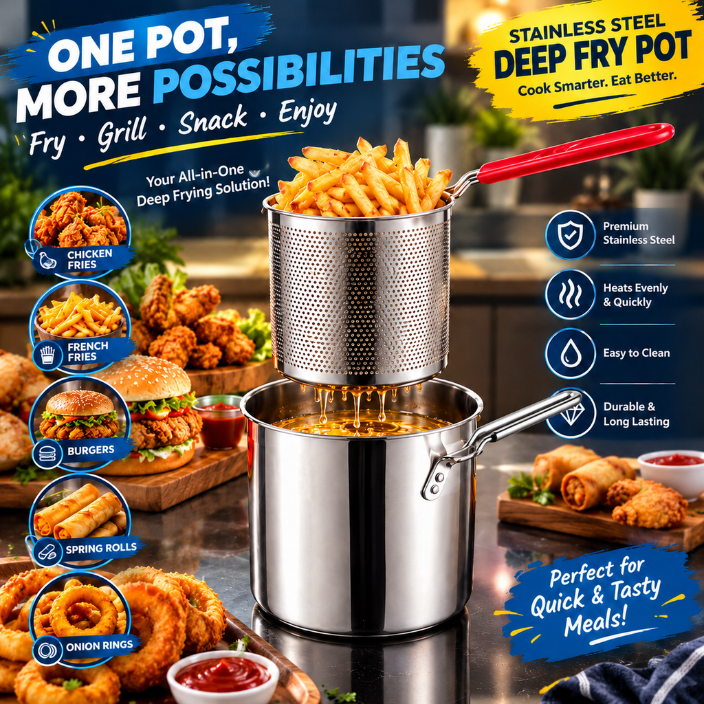 Deep Fry Oil Pot 1.4 L | Stainless Steel - (IMPORTED)