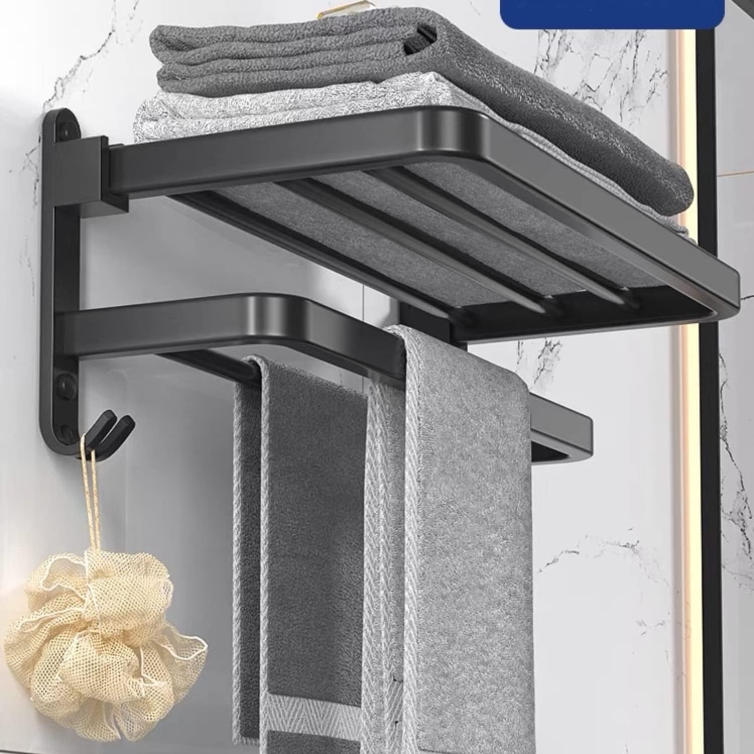 Double Layers Folding Bath Towel Holder