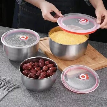 Set Of 3 Steel Fresh Bowl