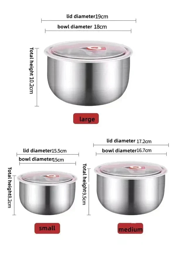 Set Of 3 Steel Fresh Bowl