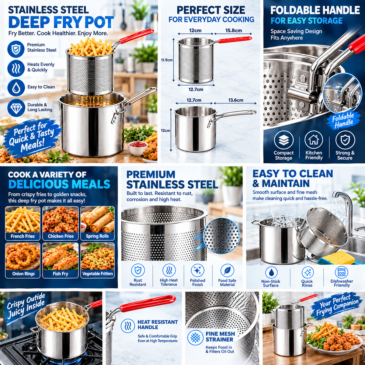 Deep Fry Oil Pot 1.4 L | Stainless Steel - (IMPORTED)
