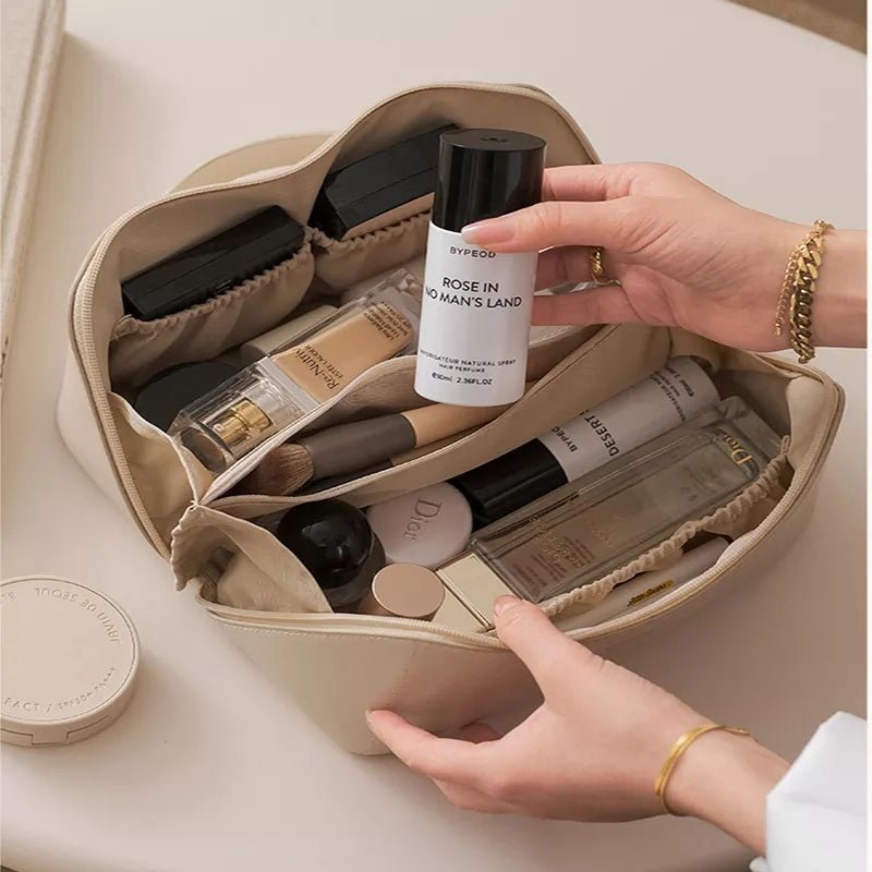 Large Capacity Leather Travel Cosmetic Bag
